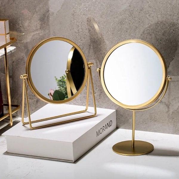 Cosmetic Mirror Light Luxury Retro European Metal Gold Home black A