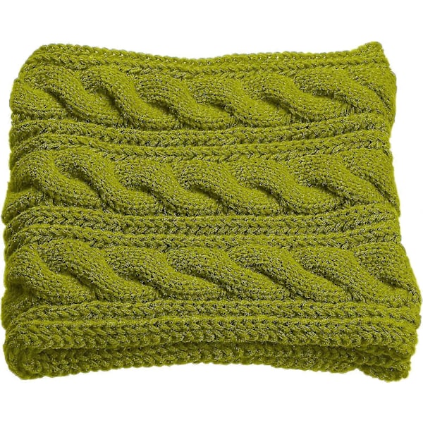 Damers Tykk Ribbestrikket Vinter Infinity Circle Loop Skjerf Premium Twist Greenery Olive Green