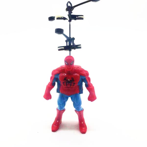 Sensoraktiverad flygplansleksak för barn, lysande, leviterande fjärrkontrollflygplan med kontroller, Spider-Man