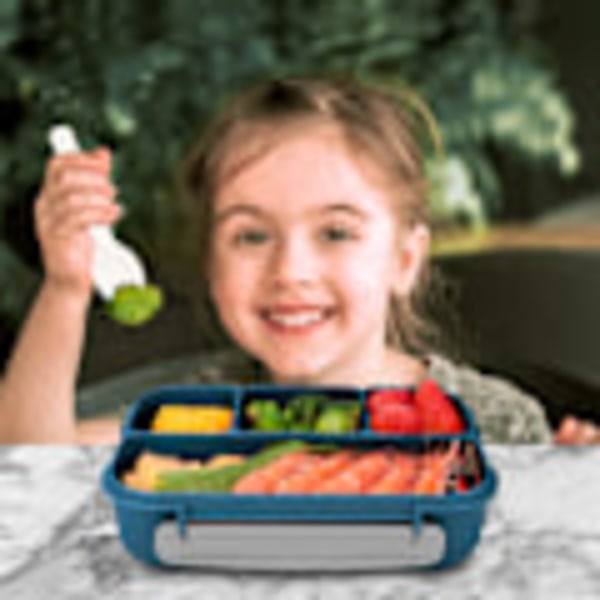 Aikuisten Bento-rasia, lasten tiivis lounasrasia, astianpesukoneen, pakastimen ja mikroaaltouunin kestävä, BPA-vapaa Blue