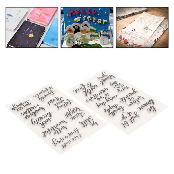 JFJC Words Kirkas leima Tervehdyssanakuvio Läpinäkyvät silikonileimasimet korttien tekoon ja tee-se-itse-leipäämiseen