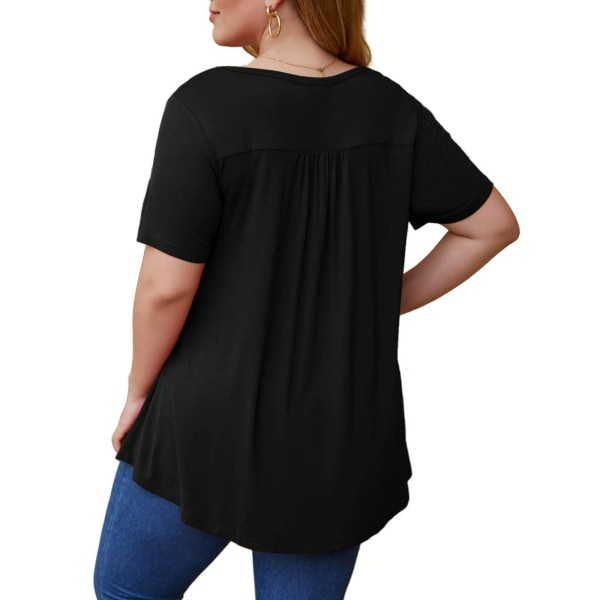 Dame tunika topp uformelle korte ermer black XXXL