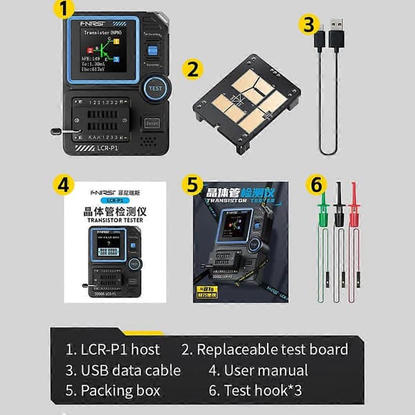 LCR-P1 Multifunksjon Transistor Kondensator Tester Diode Triode Kapasitans Resistans Måler Automatisk Kontroll Detektor