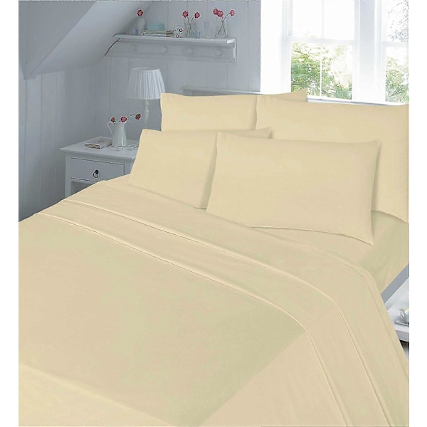 4 stk. Flanel Sengesæt (Lagen, Fladt Lagen, Pudebetræk Par) Flanel Double Latte Beige