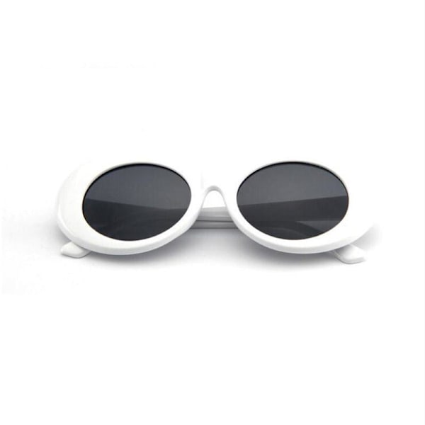 Hvid Store Runde Retro Solbriller Sort Glas hvid
