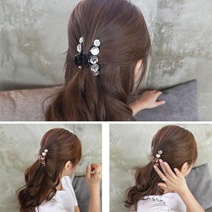 Dame Sort Perle Store Hårklemmer Elegant Hårklemme Krabbe Hårnåle Hårspænder Styling Mode Tilbehør Til Tykt Hår