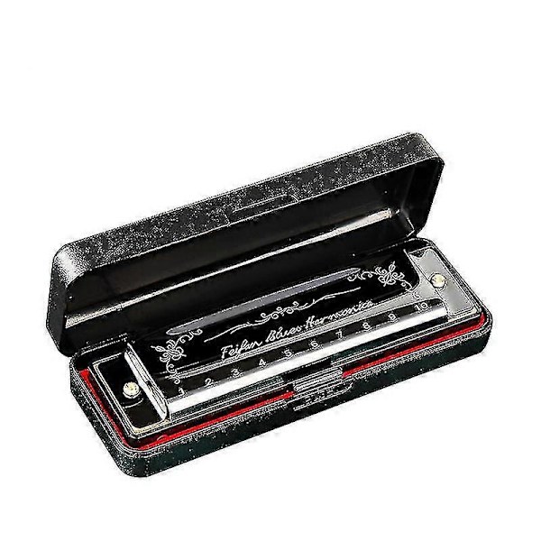 10 Huller 20 Harmonica Blues Deluxe Harmonica: Begynder C Harmonica - Sort