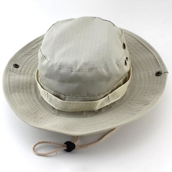 Herr brittisk armé militär Camo Hat Jungle Bush Sun Cap för vandringsfiske Beige - Solid