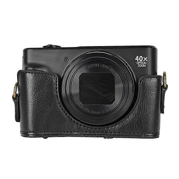 Kameraväska Kompatibel för Canon SX740 HS / SX730 / SX720 Kameraskydd PU Läder Digital Kameraväska med Axelrem Black