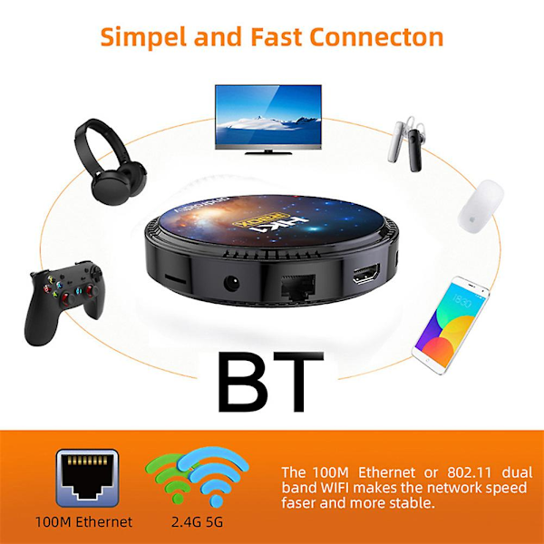 Android 11.0 HK1 RBOX W2T Smart TV-box 2.4G/5G Dual-band WIFI Röstfjärrkontroll Set-Top Box 16G 32G 64G Mediaspelare för Hemmet