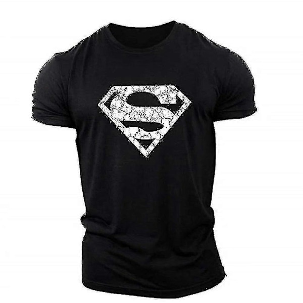 Superman Vaskulær Gym Trening Topp Kort Ermet T-skjorte Black XXL