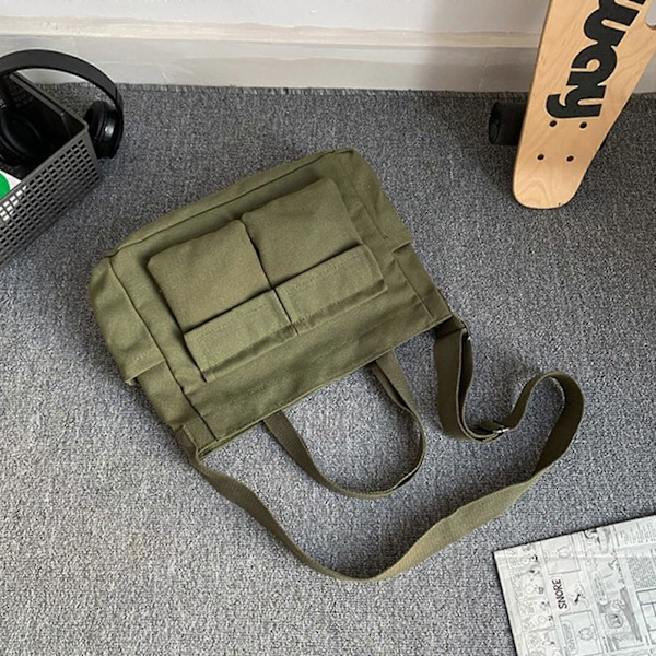 Fashion Axelväska Crossbody Väska för Kvinnor Flicka Mångsidig Skolväska Canvasväska Handväska Trendig Tygväska Messenger Bag Svart Black