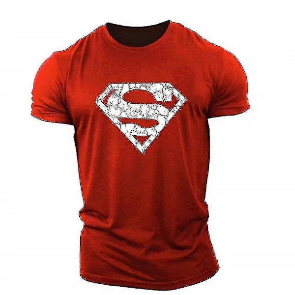 Superman Vaskulær Gym Trening Topp Kort Ermet T-skjorte Red M
