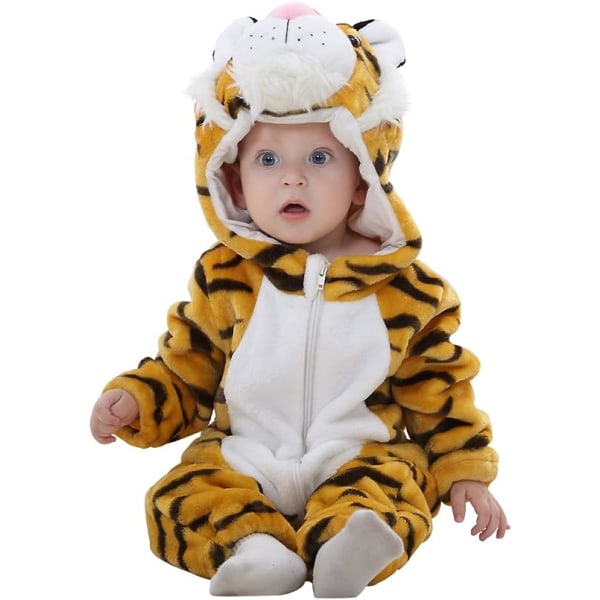 Unisex Baby Romper Vinter og Efterår Flanell Jumpsuit Animal Cosplay Outfits Tiger 100CM Tiger