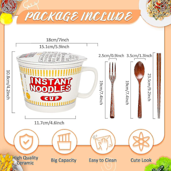 1 Set 1 L Ramen Skål Snabbnudelskål Keramisk Med Lock Japansk Ramen Skål Med -q-dwdz