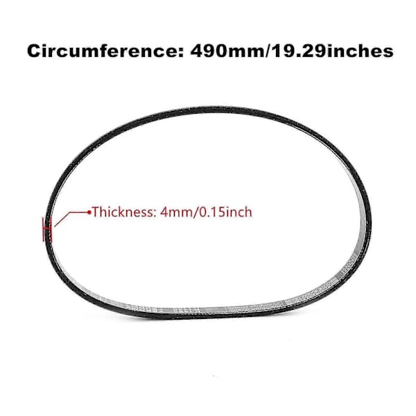 Gummireim til gressklipper (6PJ490) Omkrets 490mm x Bredde 14mm Kompatibel med Qualcast M2E1232M/