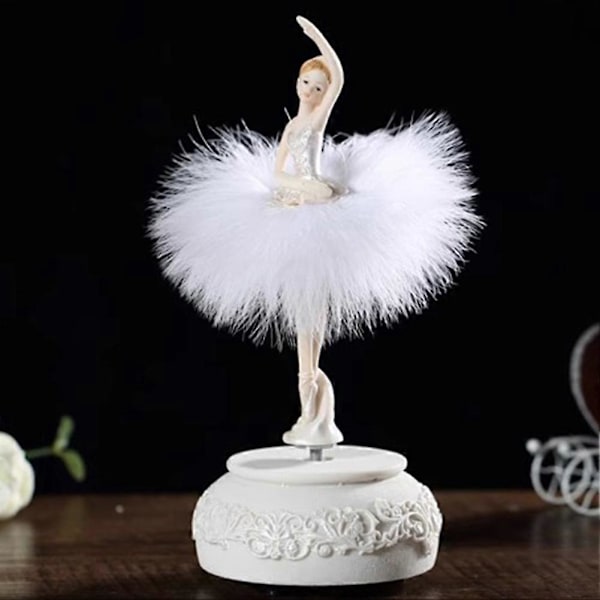 Speldosa Ballerina Dansande Flicka Svanen Sjön Karusell med Fjäder för Födelsedagspresent