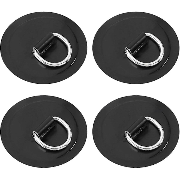Pakke med D-ring lapper til oppustelig kajak, PVC til båd, kano, tømmerflåde, kano, kajak, surfbræt, ingen lim inkluderet, 4\" sort