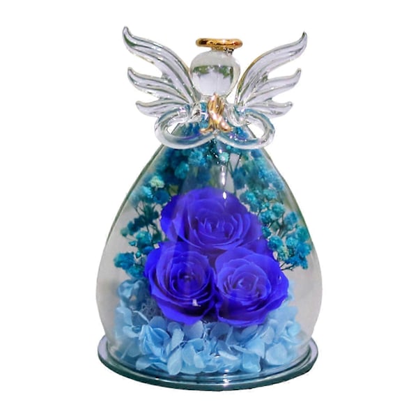 Evige roser i engel glas cover bordplade konserverede blomster engel konserverede roser julegaver til mor bedstemor kone