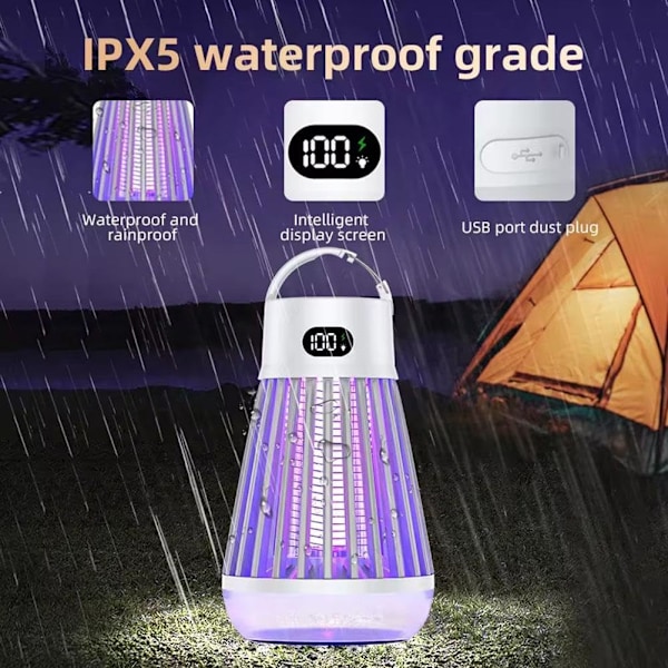 Elektrisk myggdödare för utomhusbruk UV-ljuskälla myggdödare sommarlampa P4A6 campingfälla mygga mal fluga