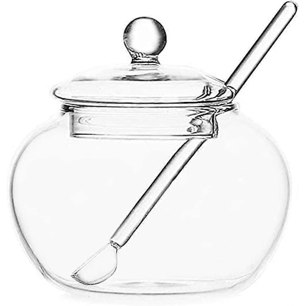 Klar Sukkerskål i Glass med Lokk og Sukkerskje
