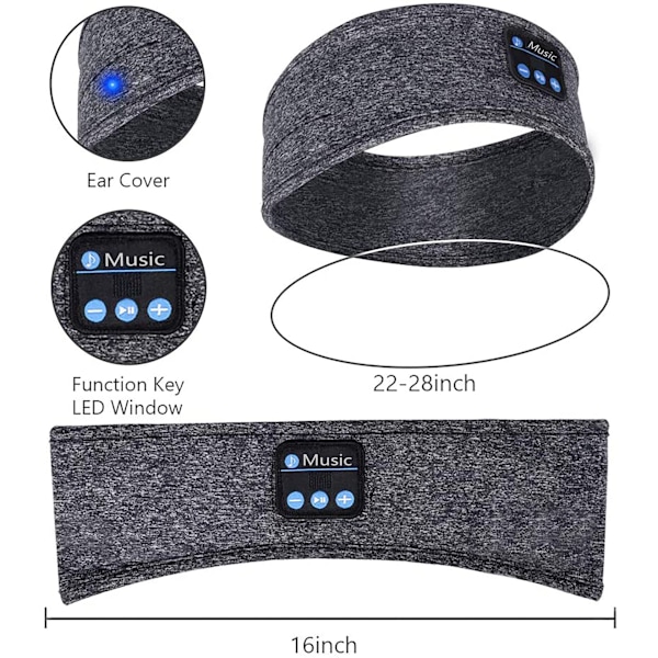 Bluetooth Pandebånd Bluetooth Musik og Opkald Sports Pandebånd Løbe Yoga Musik Pandebånd