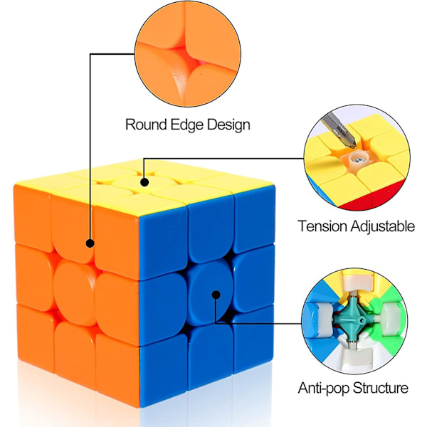 Speed Cube Sett, 2x2 3x3 4x4 5x5 Stickerless Speed Cube Bundle - Bright Magic Cube Pack, Glatt Cube Puslespill med Gaveinnpakning Leker - 4 Pakke - -