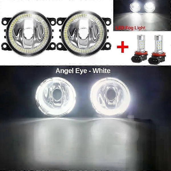 Kompatibel Angel Eye tåkelyktmontering for Peugeot 207 2006-2012 bil frontfanger tåkelykt med halo ring kjørelys H11 12v White and White