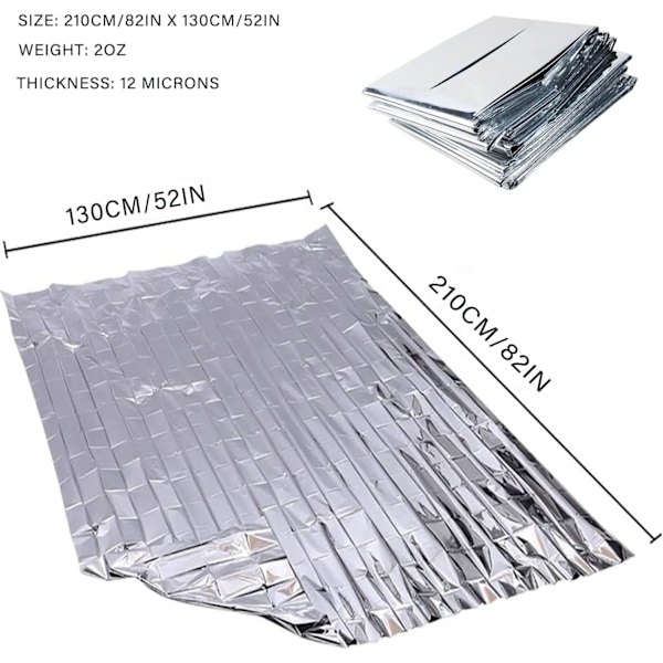 Överlevnads-/Första hjälpen-filtar - Isolerade, Reflekterande, Silver, 130 x 210 cm