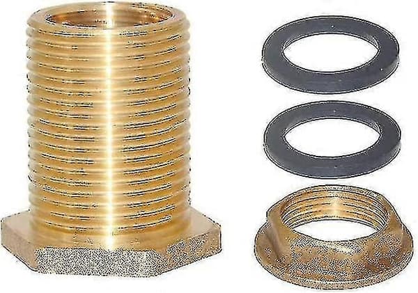 1\" Hon 1-1/4\" Han Solid Mässing Vattentank Koppling Bulkhead Tankbeslag - Hållbar VVS-adapter