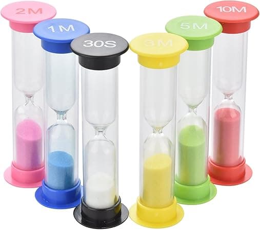 Timeglass 6 stk, 30 sekunder, 1 minutt, 2 minutter, 3 minutter, 5 minutter, 10 minutter
