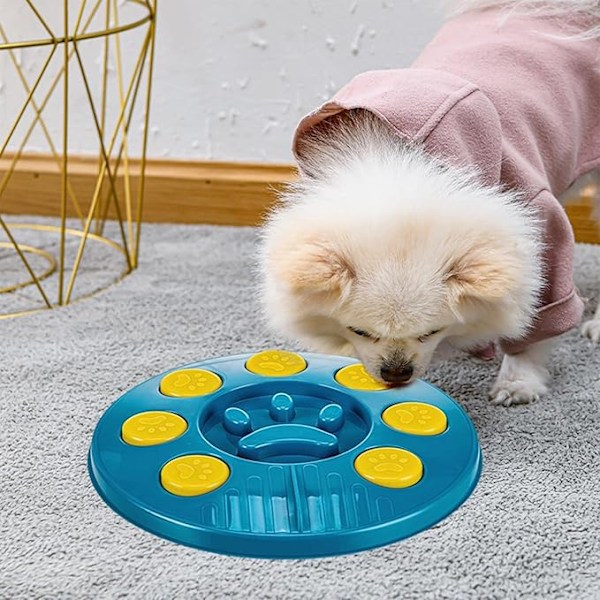 Hundleksak Pussel Barnleksaker Hundskål Långsam Mat Leksak Interaktiva Leksaker Öka IQ Långsam Matare för Små Stora Dispensrar För Snabbt, Blå