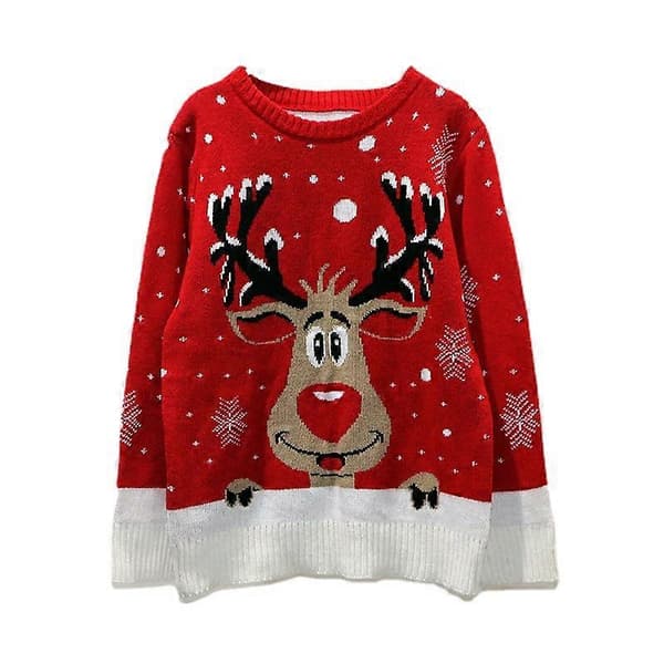 Dame Herre Rund Hals Juleprint Langermet Genser Par Julegenser Pullover Topper red s