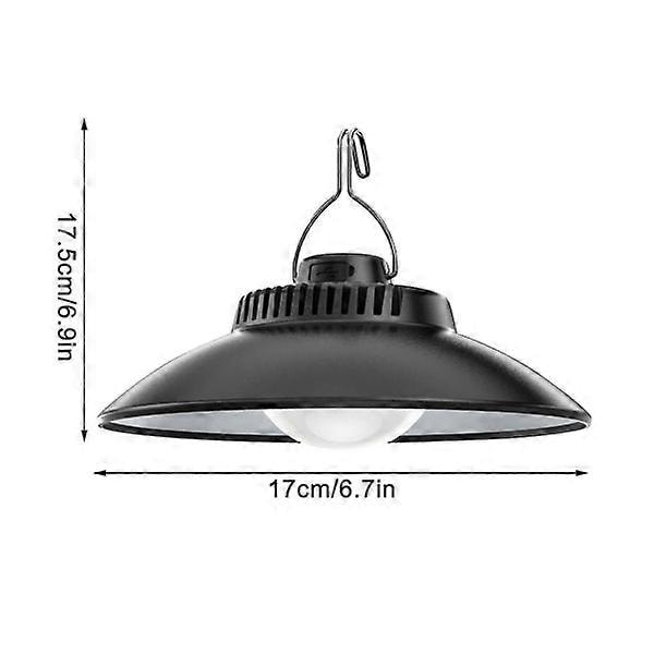 LED Campinglykta Varm Ljus Atmosfär Tältlampa Inbyggt Batteri med Hängkrok Laddning Campinglykta Hängande Atmosfärslampa - Svart