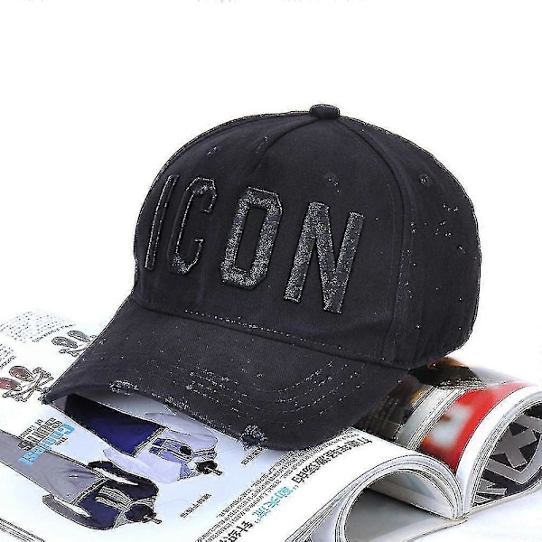 Högkvalitativ 100% Bomull Justerbar Baseballkeps Ikon Monogram Svart B