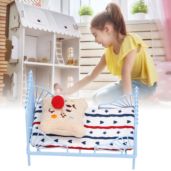 JFJC 1:12 Dockhus Mini Dockhus Björnaccessoarer Dockhus Säng Randig Mönster + Seriefigur Tillbehör stripe