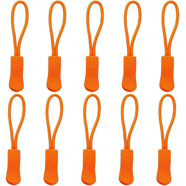 10 stk. Erstatning Glidelåsdragere Oransje Glidelåsdrager Snorforlenger Orange