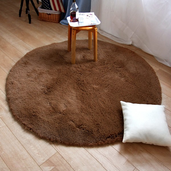 Skridsikkert rundt bademåtte i plys badeværelsestæppe white 70cm diameter round