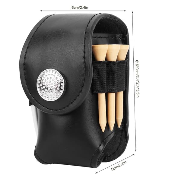 Mini PU Golfballveskeholder med Golfball Tee Divot Bærbart Golftilbehør (svart)