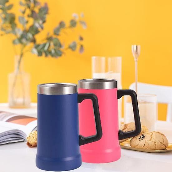 700ML Ölsejdel Dubbelväggig Isolering Rostfritt Stål Kaffemugg Termosmugg för Varma Kalla Drycker Stort Grepp Splittersäker Äventyrsdrickskopp black