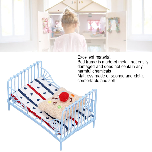 JFJC 1:12 Dockhus Mini Dockhus Björnaccessoarer Dockhus Säng Randig Mönster + Seriefigur Tillbehör stripe