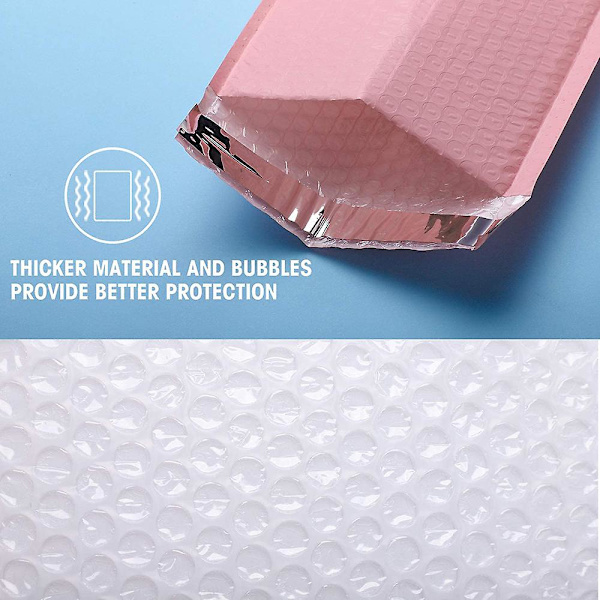 50 stk Pink Mailer Poly Pearl Konvoluttaske til Boblekonvolut Mailer Kontoremballage Polstrede konvolutter til selvforsendelse 50PCS 18*23cm