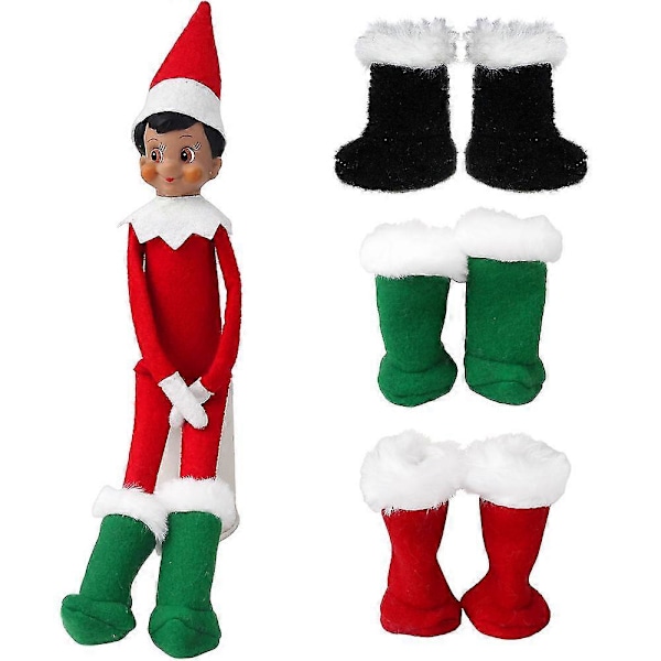Elf Dukke Julepynt Børnegave Overraskelse Plyslegetøj Jule Reindeer Elves Pink Rød Farver_ai Green boots