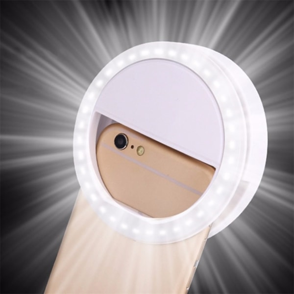 Mobiltelefonlysklemme Selfie LED autoblits black
