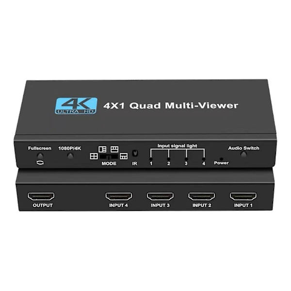 1mor 4k Hdmi Multi-viewer 4x1 Quad Screen Viewer 4in1 Sømløs Hdmi Switcher Switch