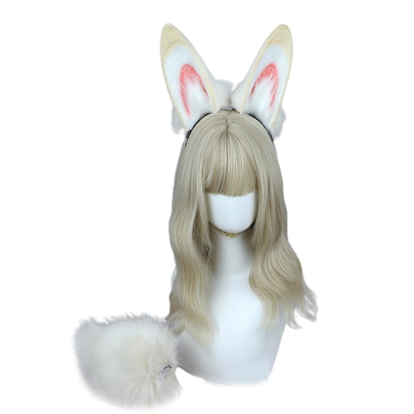 Stilfuldt kaninører pandebånd og hale lodne halloween cosplay til kvinder piger