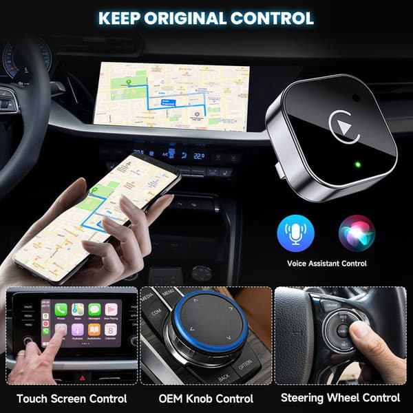 Seneste 2025 opgraderede trådløse CarPlay og Android Auto-adapter – Kompakt og stabil trådløs CarPlay-dongle