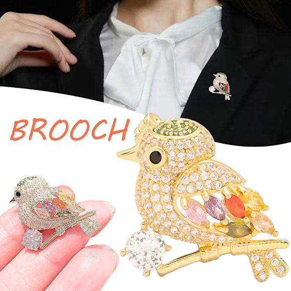 Fågelformad brosch i zinklegering, högkvalitativ bystbrosch, bedårande lättviktiga kragetillbehör