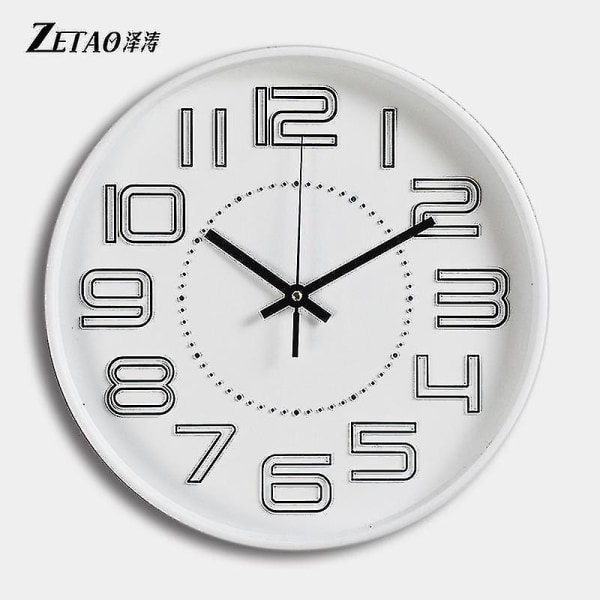 Veggklokke Moderne Enkel Tredimensjonal Karakter Personlig Kreativ Sirkulær Veggklokke Soverom Silent Quartz Clock 12 Tommer 30 cm black