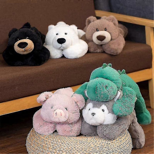 Vægtet Angst Dinosaur Plys Legetøj Kastepude/sød Dinosaur Udstoppede Dyr Dukke Til Drenge Piger-fremragende Black Bear 30cm 11.8 inch
